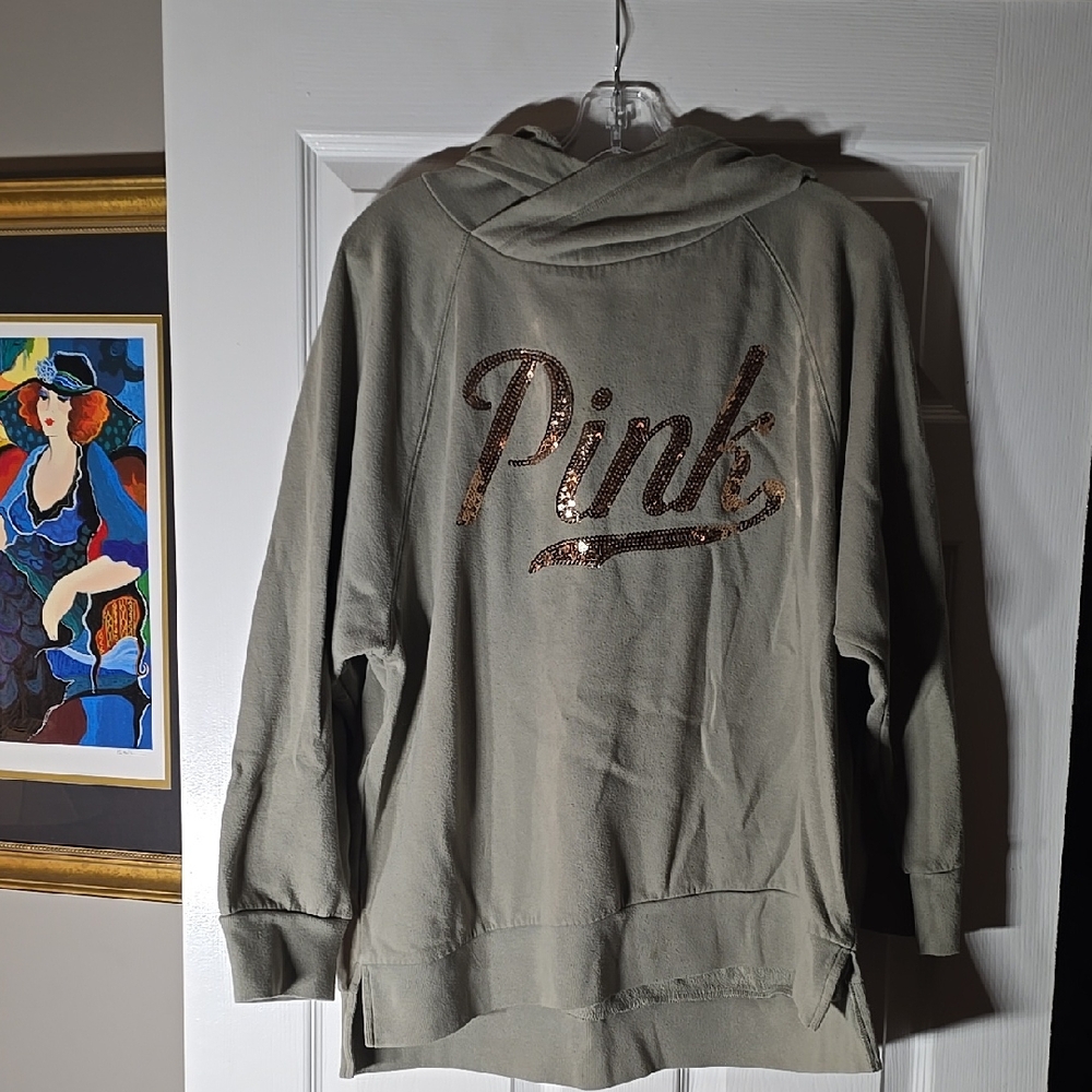 Pink Sequin Olive Hoodie